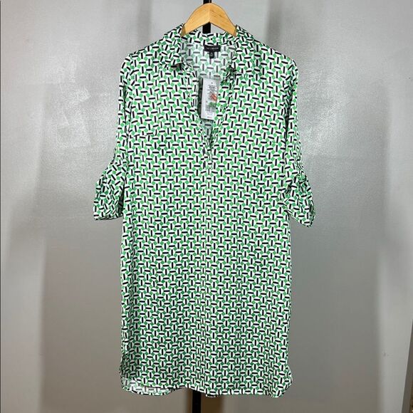 The Limited Green and White Geometric Dress - Picture 3 of 8